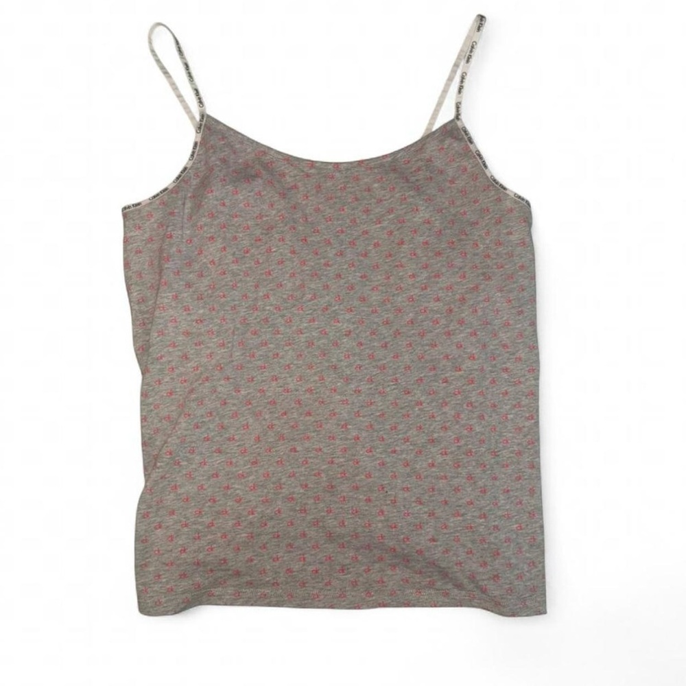 VINTAGE Calvin Klein Gray Camisole with Red CK Logo - Size XL.